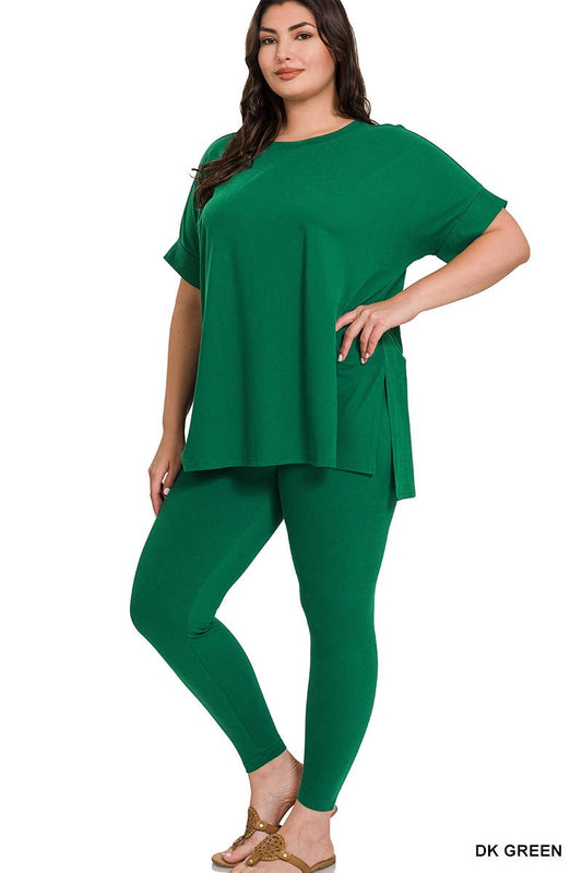 Plus Brushed Dty Microfiber Loungewear Set