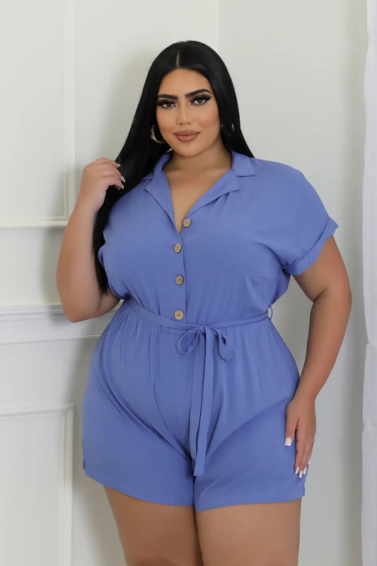 Daytime Strolls Romper Plus-BLUE