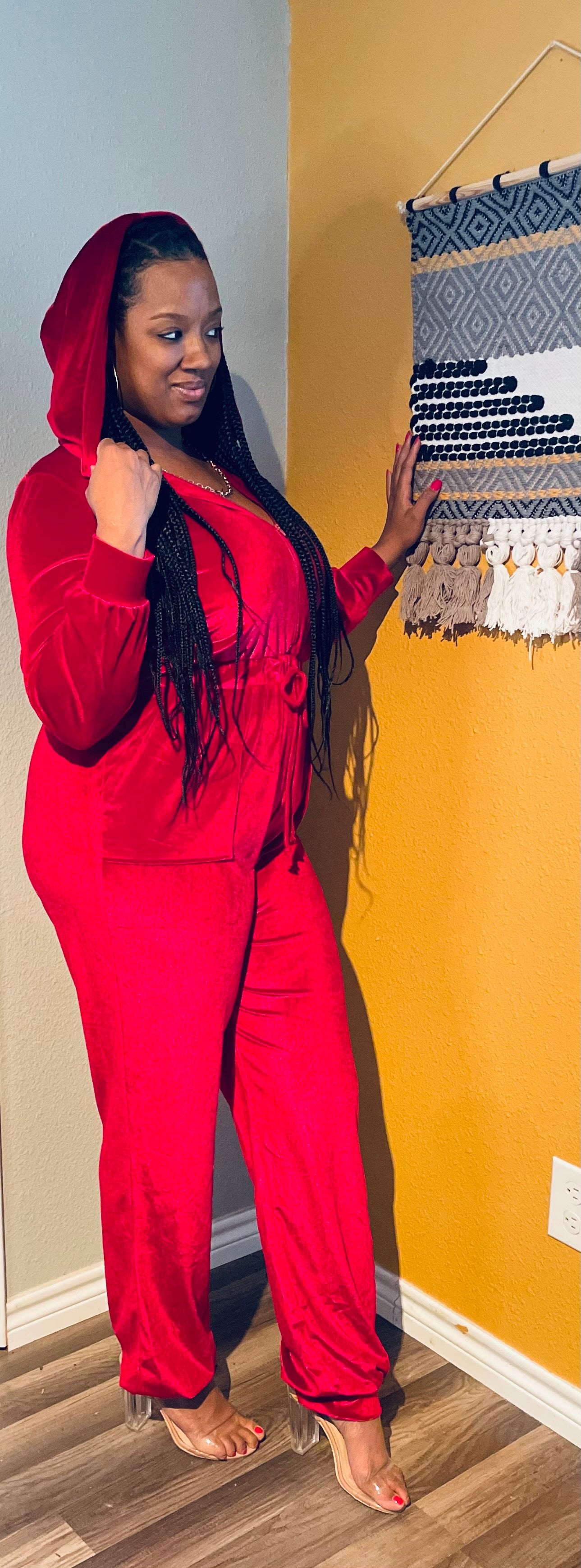 Velvet Hoodie Jumpsuit